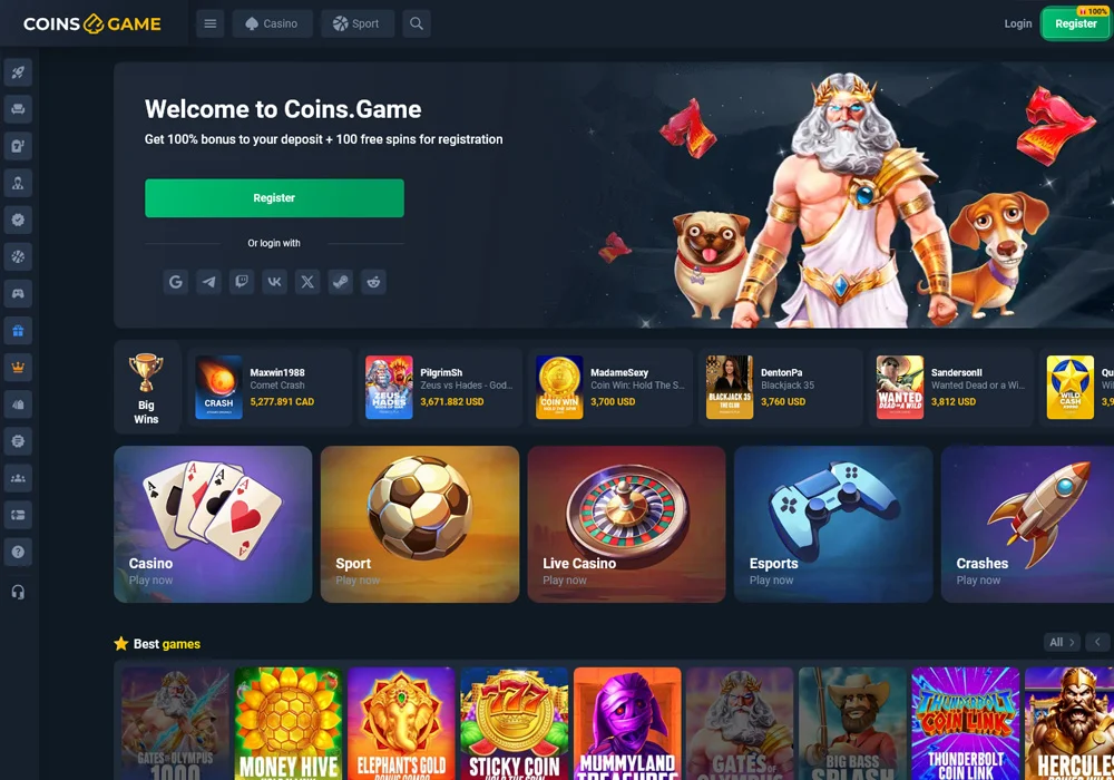 Coins.game Homepage